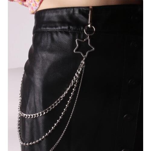Multi- layers Keys Chain for pants women men Star keychain clip on chains pants belts punk jeans Rock Hip Hop jewelry