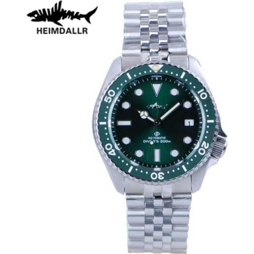 HEIMDALLR Men SKX007 Dive Watch Sapphire Crystal Luminous 41mm Green Dial Japan NH35A Automatic Movement Mechanical Male Watches