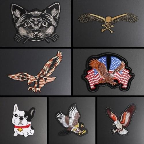 Skeleton Skull Wing Patches Iron On Fiercely Eagle Embroidered Appliques for Clothes Coat Decor 3D Diy Punk Animal Bikers Badges
