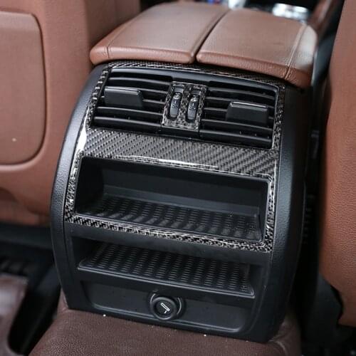 Real Carbon Fiber Interior Rear Air Conditioning Outlet Vent Frame Sticker For BMW 5 Series F10 F18 2011-2017