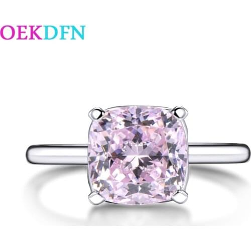 OEKDFN REAL 925 Sterling Silver Rings Women Created Moissanite Citrine Gemstone Diamonds Wedding Engagement Ring Fine Jewelry