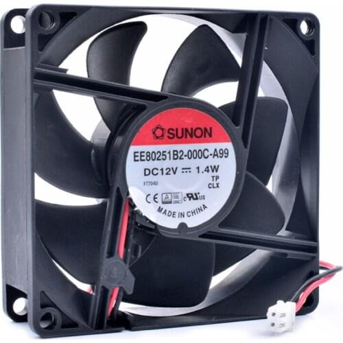 Original EE80251B2-000C-A99 8cm 8025 80mm 80x80x25mm 12V 1.4W 2 line double ball bearing cooling fan