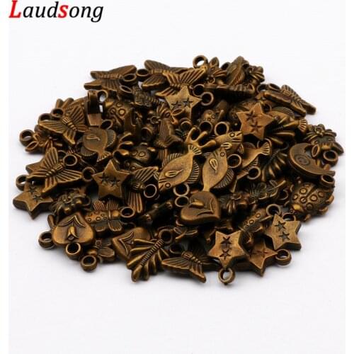 50pcs Bronze Mixed CCB Acrylic Pendants Charms For Jewelry Making Finding Bracelet Necklace Pendant DIY Accessories 12x19mm