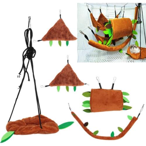 Pet Hanging Cage Hammock Accessories Leaf Design Hammock Channel Ropeway Swing for Small Animal