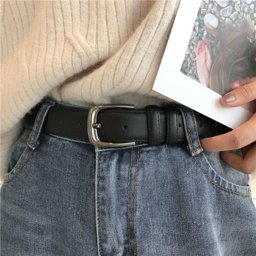 Men Women Belt Leisure All-match Simple Black Thin Belt Retro Pin Buckle Jeans Student Trend