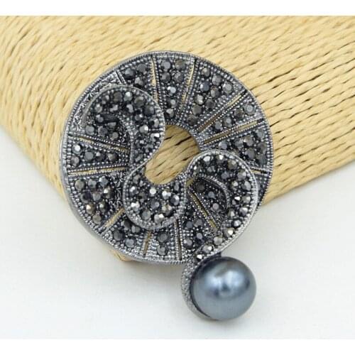 Luxury Black Color Alloy Vintage Stylish Brooch For Men And Women Fantastic Lady Clothes Jewelry Accessories Pins