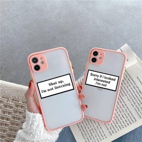 Funny letter Quotes Text Art design luxury Phone Cases matte transparent For iphone 7 8 11 12 plus mini x xs xr pro max cover