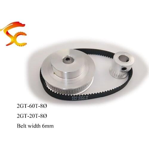 Timing Belt Pulley GT2 60 teeth 20 teeth Reduction 3:1/1:3 3D printer accessories belt width 6mm Bore 8&8mm