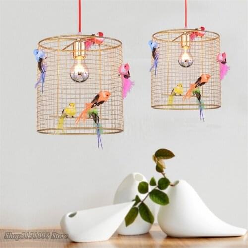Modern Creative Golden Bird Cage Pendant Light Nordic Living Room kitchen hanging lamps Home Decor Led Light Fixtures Luminaire