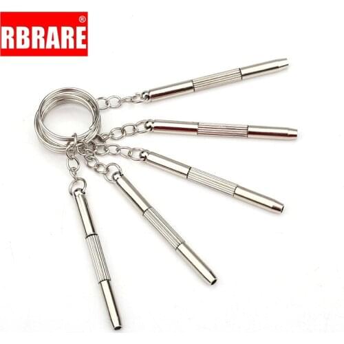 RBRARE Eyeglass Screw 5Pcs Portable 3 in 1 Aluminum Steel Precise Sunglasses Watch Repair Tools Screwdriver With Keychain