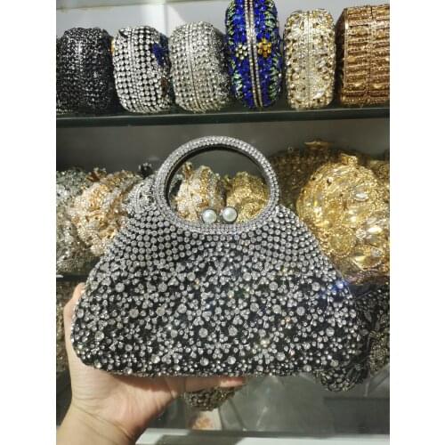 XIYUAN Women Grey Crystal Evening Bags Hand-Made Diamond Minaudiere Wedding Handbag Bridal Party Clutch Purses Handbags Purple