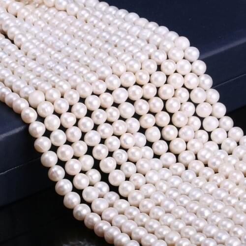 Women Pearl Jewelry Accessories 8-9mm Round 100% Natural Freshwater Cultured Pearls Beads for Making Necklace Bracelet 14Inches