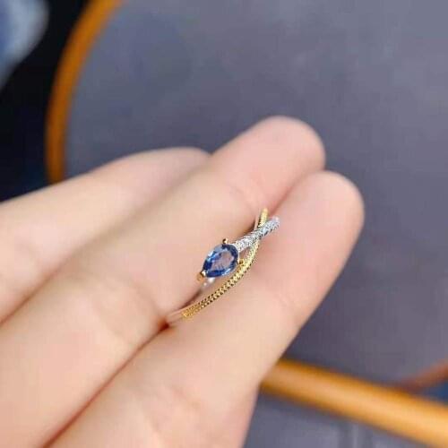 Natural Sapphire Gemstone Ring S925 Sterling Silver Fine Fashion Charming Jewelry for Women Free Shipping MeibaPJFS