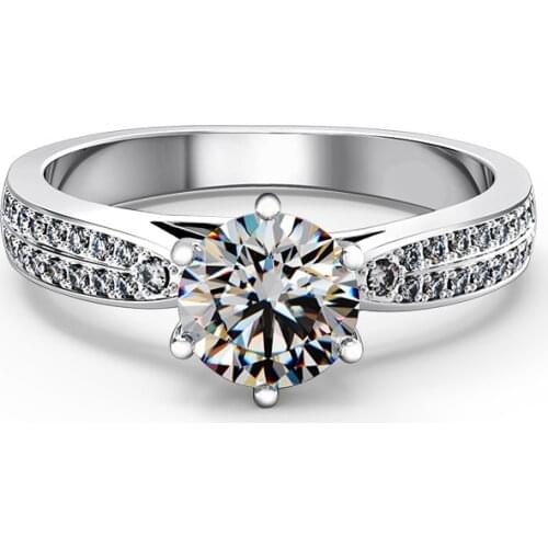 Star Brand Ring 1CT Guarantee Solid White Gold Classic Brand Quality Carbon Diamond Ring for Women Engagement Luxury Jewelry