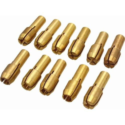 10/11pcs Power Tool Mini Drill Brass Collet Chuck for Dremel Rotary Tool Accessories Machine Polishing Engraver Electric 0.5-3