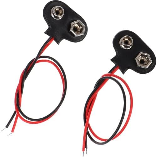 10pcs/lot T type 9V Battery Snap Connector clip Lead Wires holder Line length 15CM
