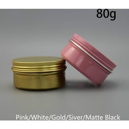 10pcs Empty 80g Aluminum Jar Cosmetic Container Wax Cream Lotion Spice Travel Packaging Bottle 3oz White Silver Pink Black Gold