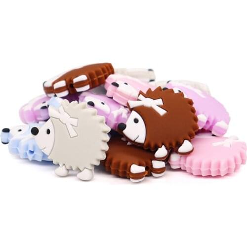 10Pcs Hedgehog Lovely Silicone Beads BPA Free DIY Cartoon Pacifier Chain Accessories For Fidget Toys
