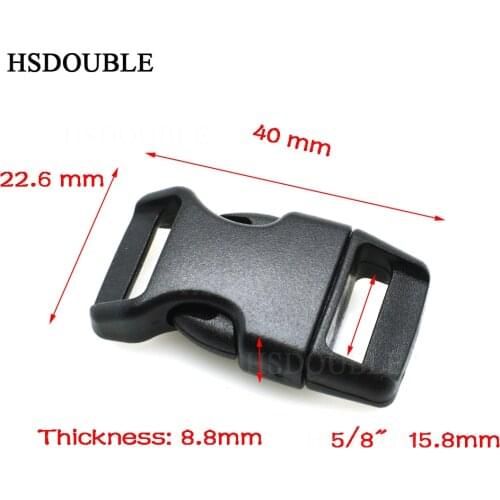 100pcs/lot 5/8"Contoured Curved Side Release Black Plastic Buckles For Bag DIY Webbing Straps Paracord Bracelet