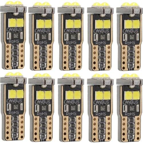 12V 6000k T10 License Plate Light Super Bright T10 W5W 196168 LED Bulbs 3030 6SMD Diode Car Side Marker Lamp Auto Interior Light