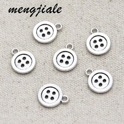 20pcs Wholesale Antique Silver Buttons Charms Alloy Metal Pendants For DIY Handmade Jewelry Accessories Making 16*13mm