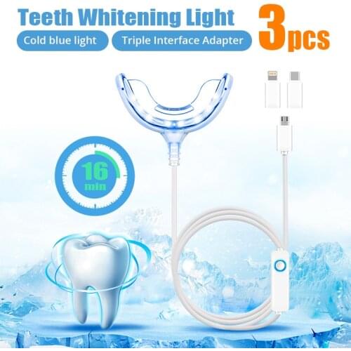 3PCS Dental Teeth Whitening Light Smart LED Portable Mini Household Tooth Dental Whitening Device With Timer 3USB Charge