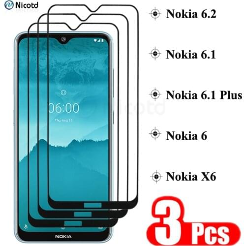 3 Pieces Screen Protector for Nokia 6.2 6.1 6 Tempered Glass Premium Full Cover 9H Protection Glass Film For Nokia X6 6.1 Plus