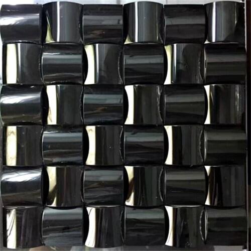3D Arched Stainless Steel Metal Glossy Black Mosaic tiles, Creative Design Wall Brick Decorate