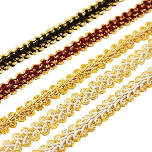 5 Yards Gold Silver Lace Trim Ribbon Centipede Braided Curve Lace Fabric For DIY Clothes Sewing Crafts Accessories Wedding Decor