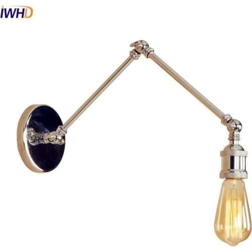 Antique Retro LED Wall Lights Fixtures Sliver Lampen Eidson Style Loft Inustrial Adjustable Long Arm Wall Lamp Vintage Sconces