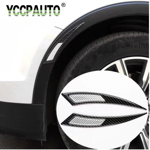 YCCPAUTO True Carbon Fiber Car Sticker Auto Wheel Eyebrow Reflective Strips Anti-Scratch Warning Trim Bar 2Pcs/lot
