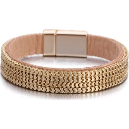 ORNAPEADIA Simple Bracelet for Women Metal Two-color Chain Magnetic Buckle Fashion Trend Bracelet Wholesale Luxury Jewelry