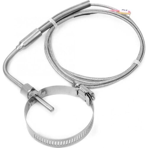 1 pcs K-Type Temperature Sensor Elbow Exposed Tip Stainless Steel Temperature Probe with Retractable Circle 1m / 3.3ft Line