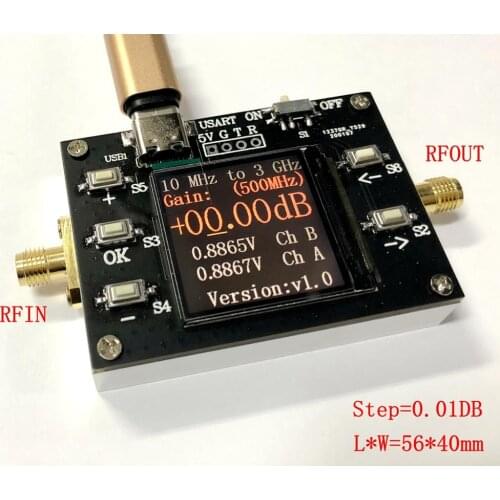 Dykb 10M-3GHZ 120DB Digitally controlled gain amplifier LCD display 0.01DB step Program control RF amplifier large dynamic