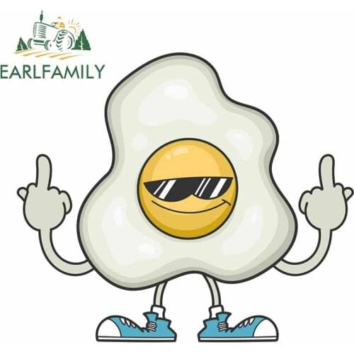 EARLFAMILY 13cm x 11.2cm For Fried Egg With Middle Finger Vinyl Car Stickers Creative Decal 3D Custom Printing Car Styling Decor