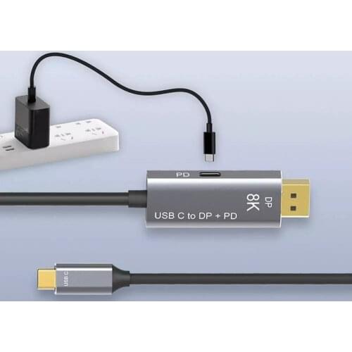 Flexible USB C to Displayport Cable Type C to DP1.4 Adapter 8K 60Hz 4K 144Hz With PD charging for Thunderbolt 3 MacBook Laptop