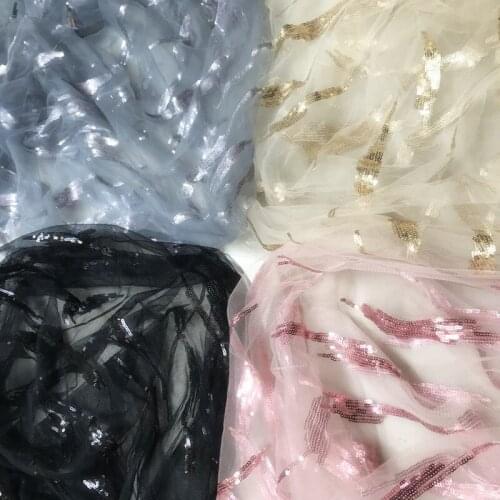 GLace 1Y/Lot glitter sequins mesh fabric for wedding dress accessories home curtain decoration TX1495