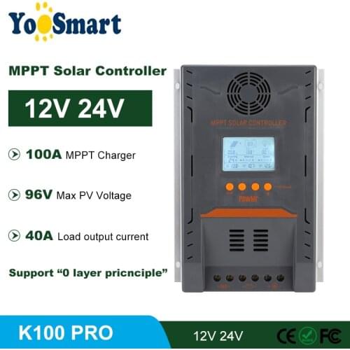 MPPT Solar Charger and Discharge Protection Controller For 96V Solar Panel 100A LCD 12V 24V Battery Regulator 5V Output USB