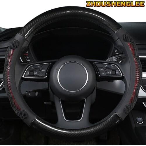 ZHOUSHENGLEE Microfiber Leather Car Steering Wheel Cover For Hondas Civics CRV BRV Fit Jazz Accords City Freed Mobilio Stream