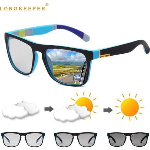 2020 Brand Square Photochromic Sunglasses Men Polarized Glasses Male Change Color Sun Glasses Drivers Eyewear UV400 Oculos