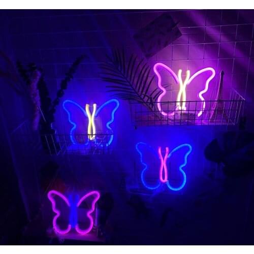 Butterfly Neon Sign Led Neon Night Light Wall Hanging Lamp Home Wall Decor LED Night Lamp Romantic Birthday Gift For Party