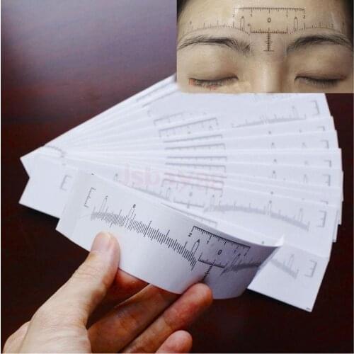 50pcs Disposable Adhesive Eyebrow Microblading Ruler Guide Sticker Tape Tattoo Template Beauty Tools