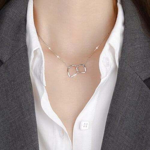 Irregular Cube Pendant Necklaces For Women Gold Silver Clavicle Chain Geometric Simplicity Capable Office Female Jewelry Gifts