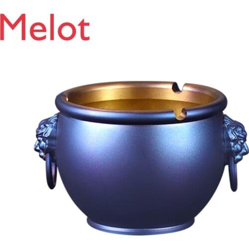 Pure Brass Ashtray Imperial Palace Lion First Tank Chinese Style Trendy Gray Household Living Room Creative Anti-Fly Ash