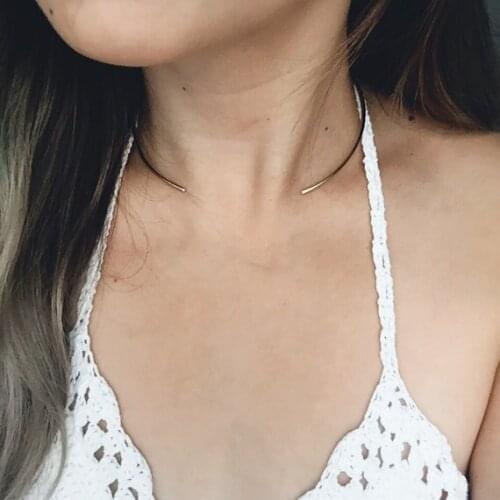 Popular New Copper Beads Minimalist Atmosphere Open Collar Collar