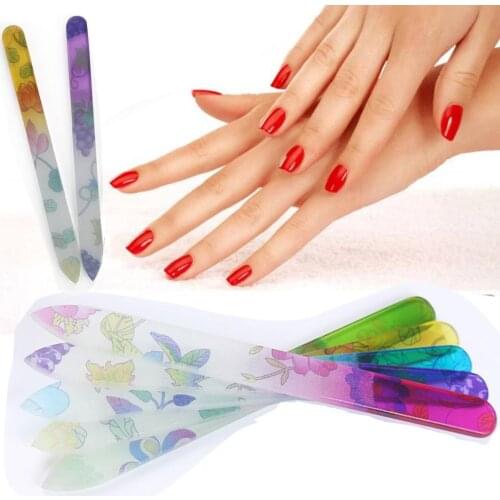 Professional 14cm Color Printing Glass Nail File Printing Crystal Glass Nail File Flash Nail Polish Tool