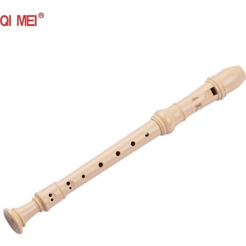 QI MEI 8-Hole German Style Soprano Descant Recorder Flute with Cleaning Rod Finger Rest Strap PU Storage Bag