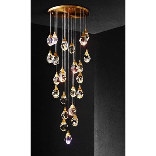 Modern Hotel Lobby Crystal Pendant Lamps Simple Bedroom Dining Room Long Hanging Lamp Luxury Staircase led Crystal Pendant Light