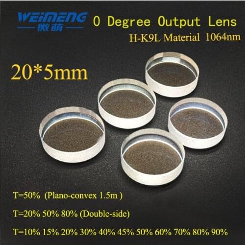 Weimeng 0 degree laser Reflective Output Lens Dia 20*5mm 1064nm H-K9L cutter marking machine accessories hot sale