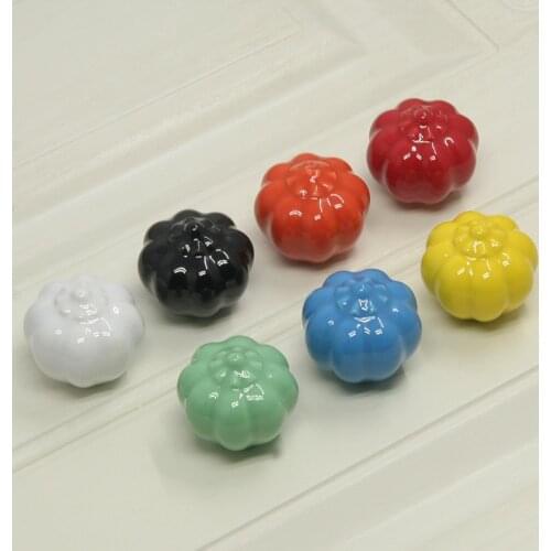 Pumpkin Ceramic Furniture Handle Colorful Modern Cabinet Door Handle Wardrobe Drawer Knob Single Hole Home Decoration